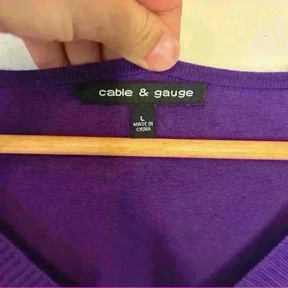 Cable and Gage Purple Sweater Size L - Picture 5 of 6